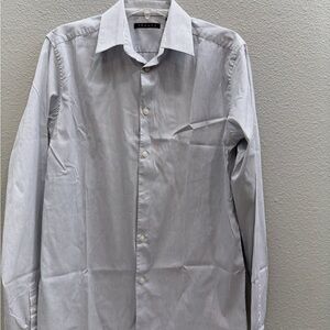 Theory Mens White Dress Shirt Classic Long-Sleeve Blue Striped New Wedding